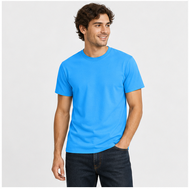 Mens T-Shirts Short Sleeve Cotton T Shirts Casual Plain Crew Neck Basic Tees Moisture Wicking Summer Shirts - model view