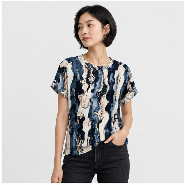 Womens Tops Short Sleeve Shirts Summer Outfits 2026 Spring Dressy Casual Clothes Clothing - model view