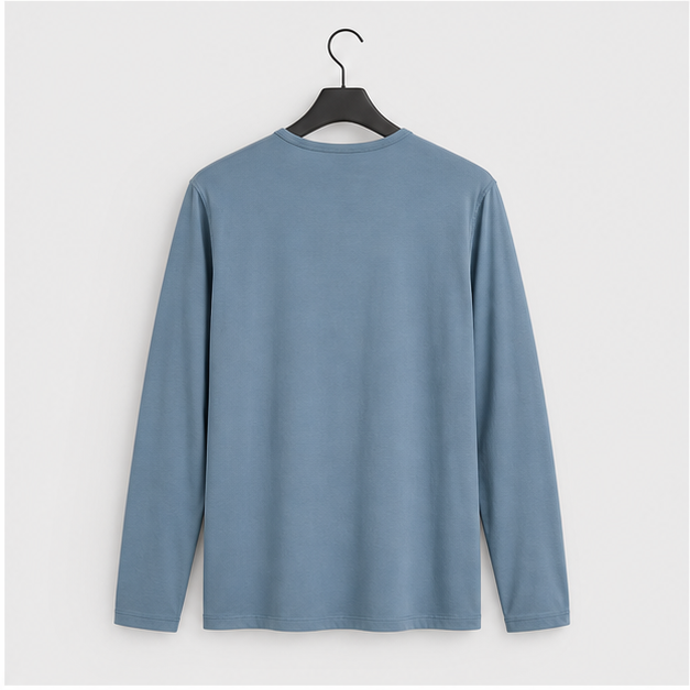 Men's Ultra Soft Bamboo Viscose Long Sleeve T-Shirt Crew Neck Comfy Lightweight Casual Pajama Lounge Shirt - back view