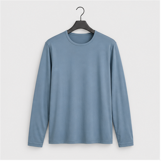 Men's Ultra Soft Bamboo Viscose Long Sleeve T-Shirt Crew Neck Comfy Lightweight Casual Pajama Lounge Shirt - front view