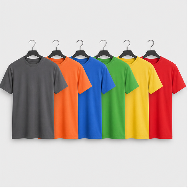 6 Packs of Bulk Men's T-Shirts Eversoft Cotton Regular Fit Short Sleeve Crew Neck Lightweight T-Shirt Tees - front view
