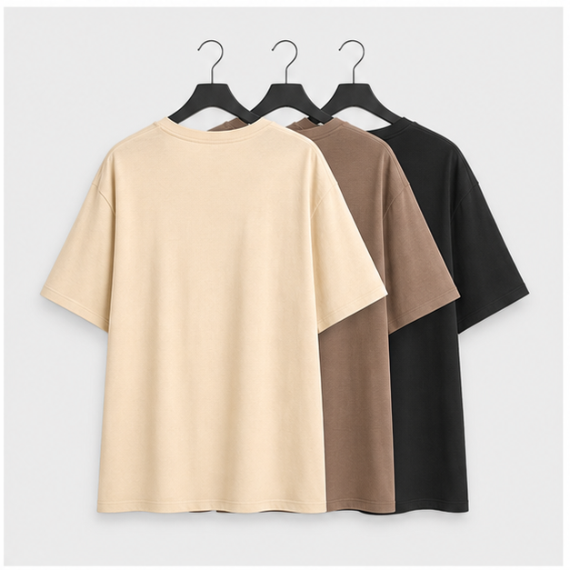 3 Pack Women's Oversized Cotton T-Shirts V Neck Loose Fit Casual Workout Tees Soft Short Sleeve Tops - back view
