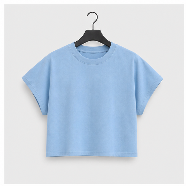 Men's Short Sleeve Crew Neck Cropped T Shirts Summer Basic Baggy Tee Tops - front view
