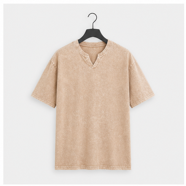 T Shirts for Men Women Vintage Wash 100% Cotton V Neck Drop Shoulder Tee Tops - front view