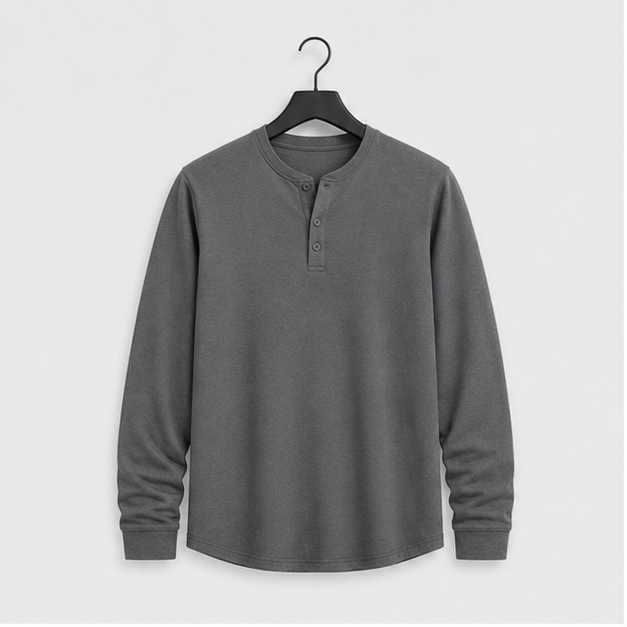 Men's Henley Shirts Long Sleeve Button T-Shirt Lightweight Fashion Casual Pullover Shirt - front view