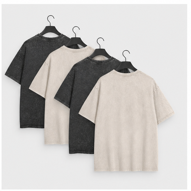 Men's Oversized T-Shirts Heavyweight Cotton Vintage Washed Loose Fit Unisex Baggy Tee Shirts - back view