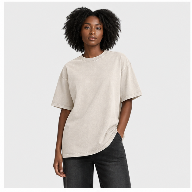Men's Oversized T-Shirts Heavyweight Cotton Vintage Washed Loose Fit Unisex Baggy Tee Shirts - model view
