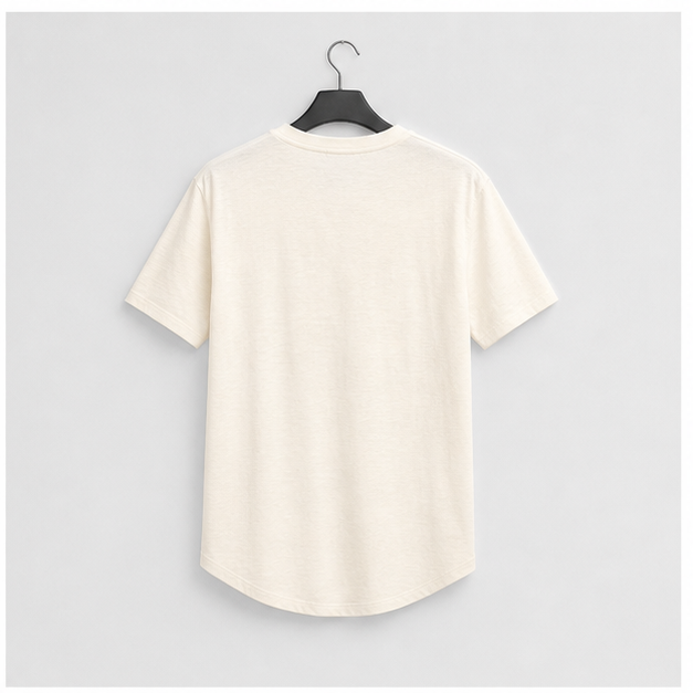 Men's Curved Hem Slub T-Shirt, Embroidered Script - back view