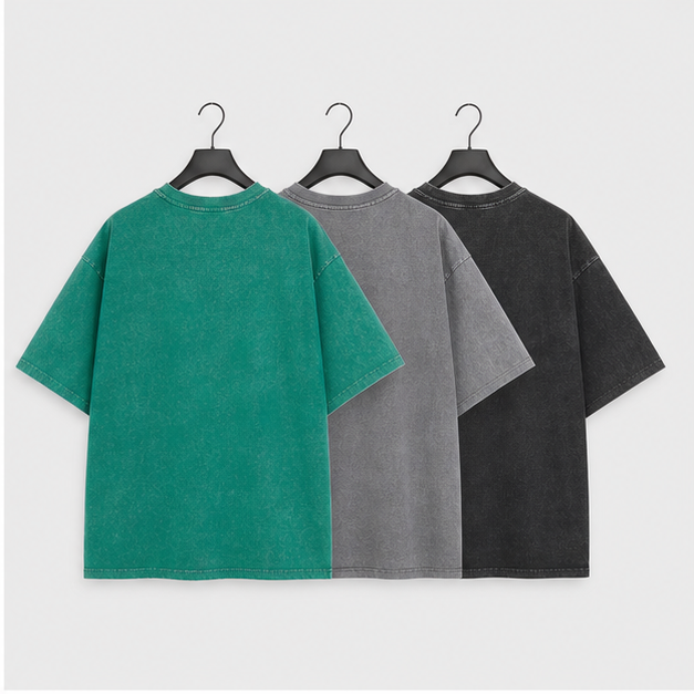 Men's Cotton T-Shirts Oversized Unisex Short Sleeves Casual Loose Wash Solid Basic Tee Tops - back view
