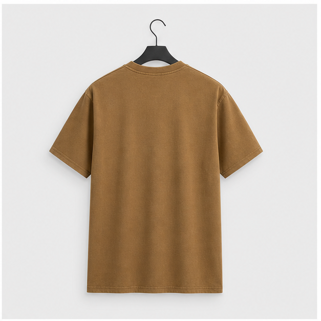 Men's Heavy Weight Crew Neck 100% Cotton T-Shirt - 250g/m2 Thick Distressed Washed T-Shirts for Men - back view