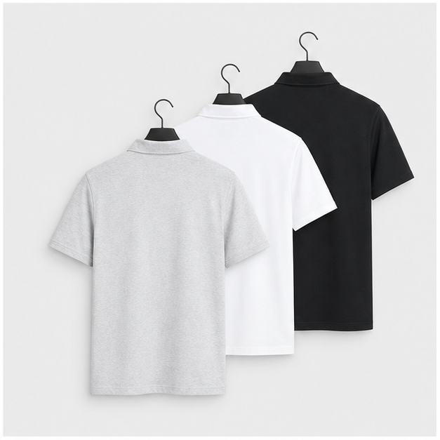 Dress Polo Shirts for Men 3 Pack - Polo Shirts for Men Short Sleeve - UPF 50+ Golf Polos - back view