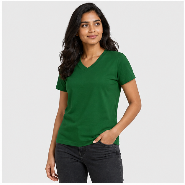 Men's Heavyweight Cotton T Shirt  Basic 6.2 Ounce Short Sleeve V Neck Plain Tee Top Tshirts Regular Big and Tall Size - model