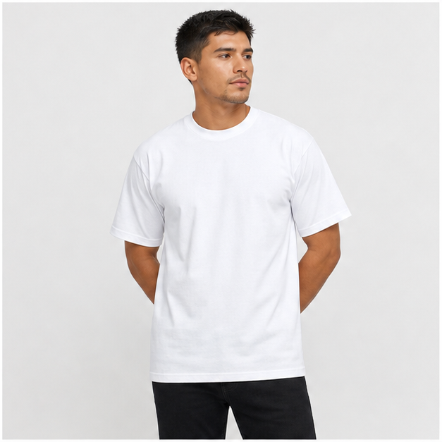 Men's Heavyweight T Shirts – Cotton Short Sleeve Crew Neck Plain Tee Top Tshirts Regular-Big Tall Size S-10X - model view